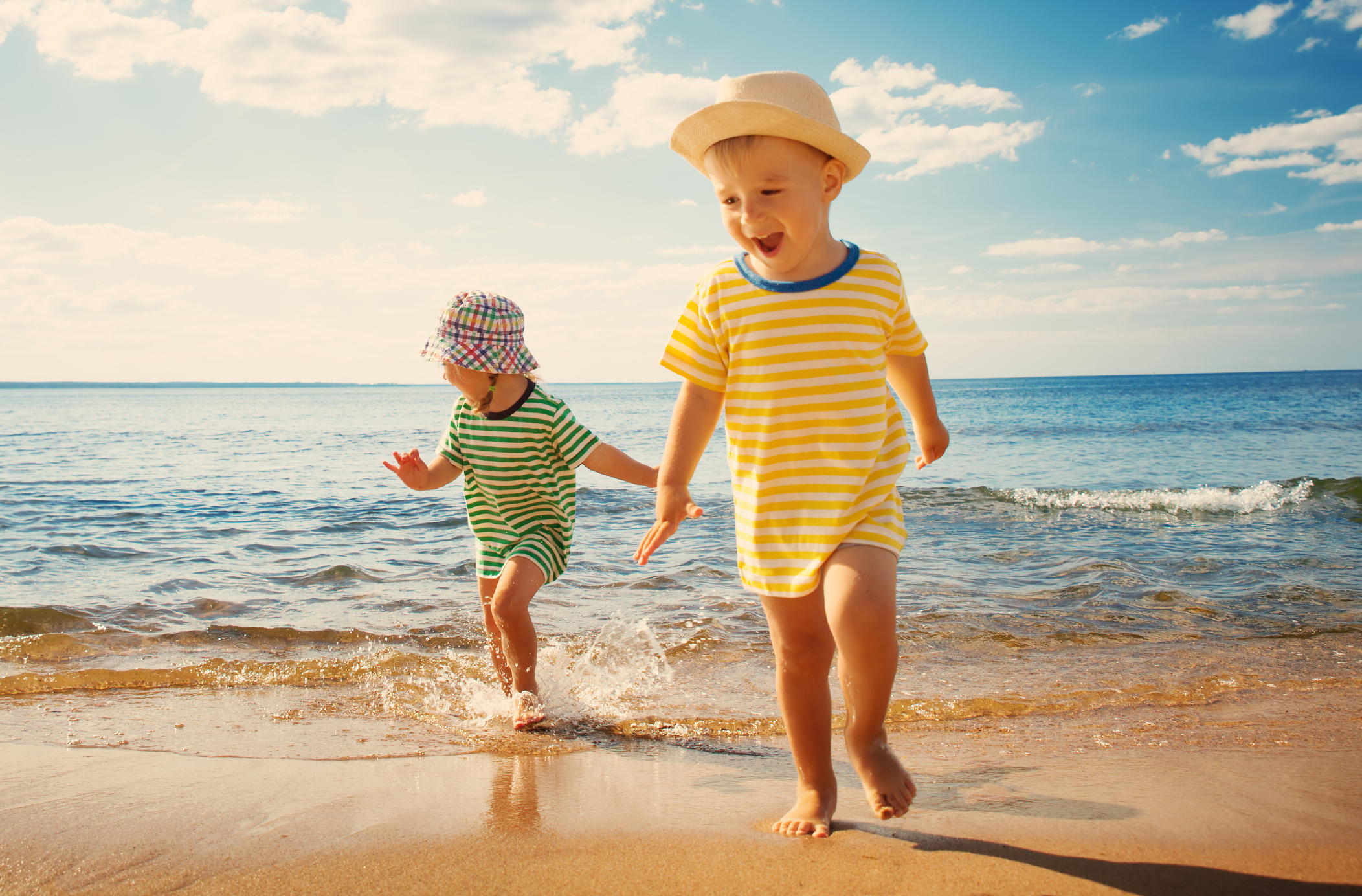 children at the beach